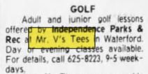 Mr. Vs Tees Driving Range - Aug 1983 Mention